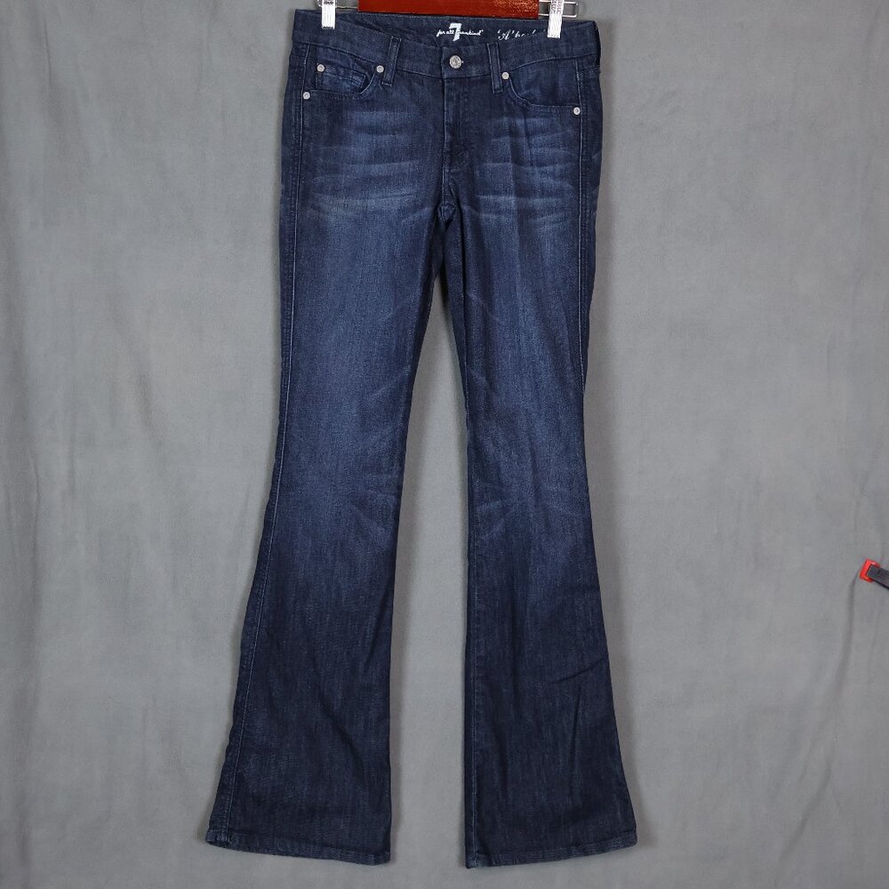 7 For All Mankind A Pocket Jeans Womens 27 (Fits 30x34) Blue Flare Bling Denim